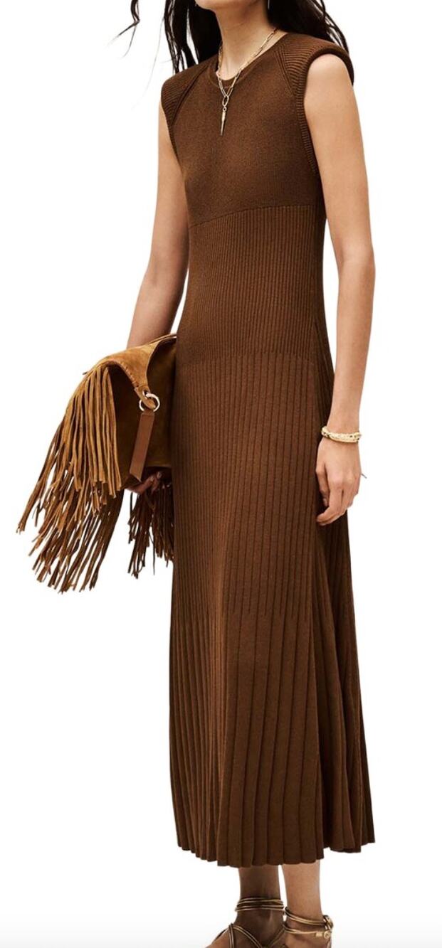 BA&SH Essie Ribbed Knit Maxi Dress Bronze Brown NWT Size 1 (Small/4US)